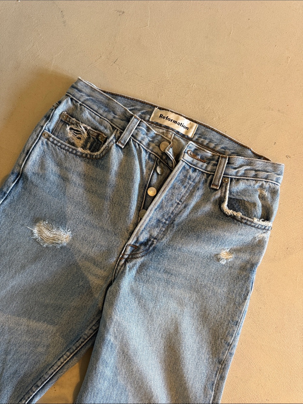 Reformation Light Blue mid rise skinny Jeans